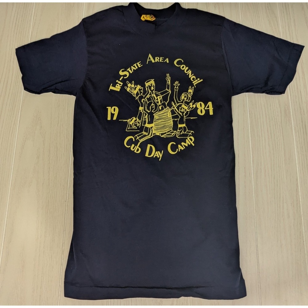 Men's Navy Blue M Vintage 1984 Tri State Area Council Cub Day Camp single stitch
